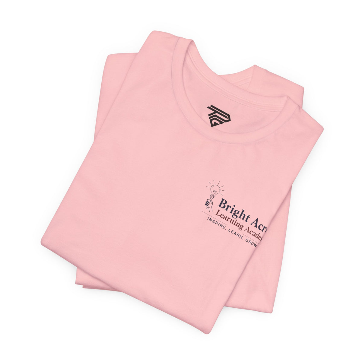 Bright Acres Collegiate Adult Tee — Pink, folded