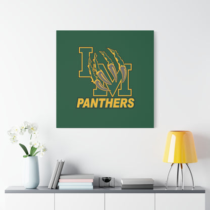 Panthers Logo Matte Stretched Canvas — Green & Gold Game Day Wall Art