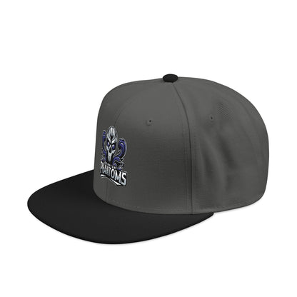 Embroidered Flat Bill Crown Snapback Hat
