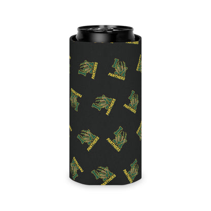 Panthers Logo Can Cooler — Black Team Pattern Beverage Koozie (Game Day for Parents)