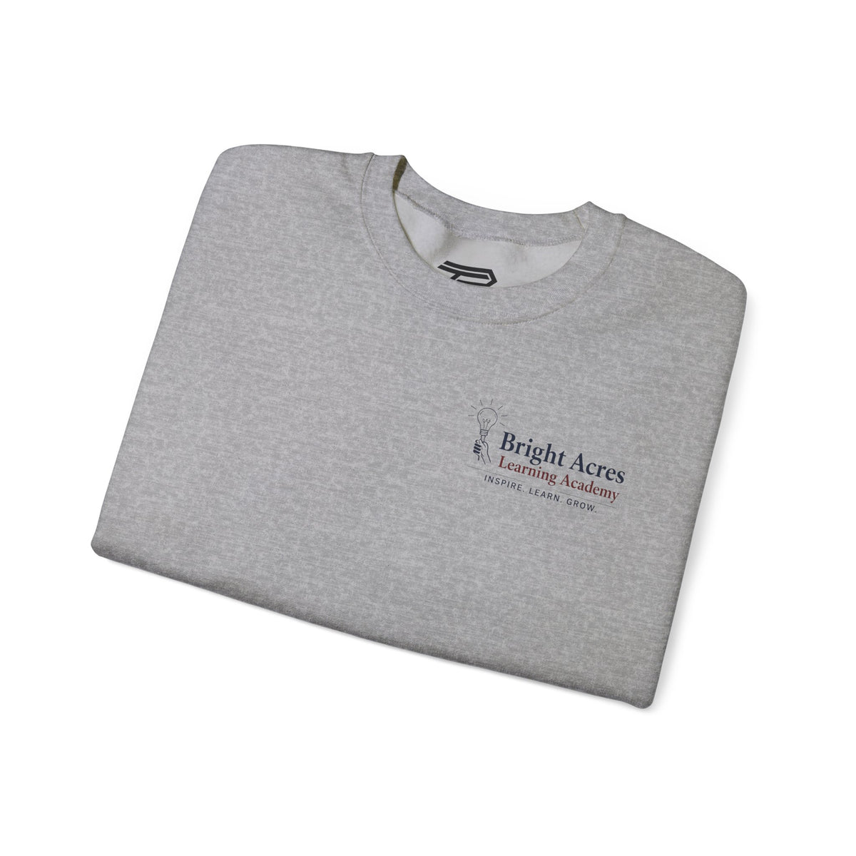 Bright Acres Bright Minds Together Classic Adult Crewneck — Sport Grey, folded front