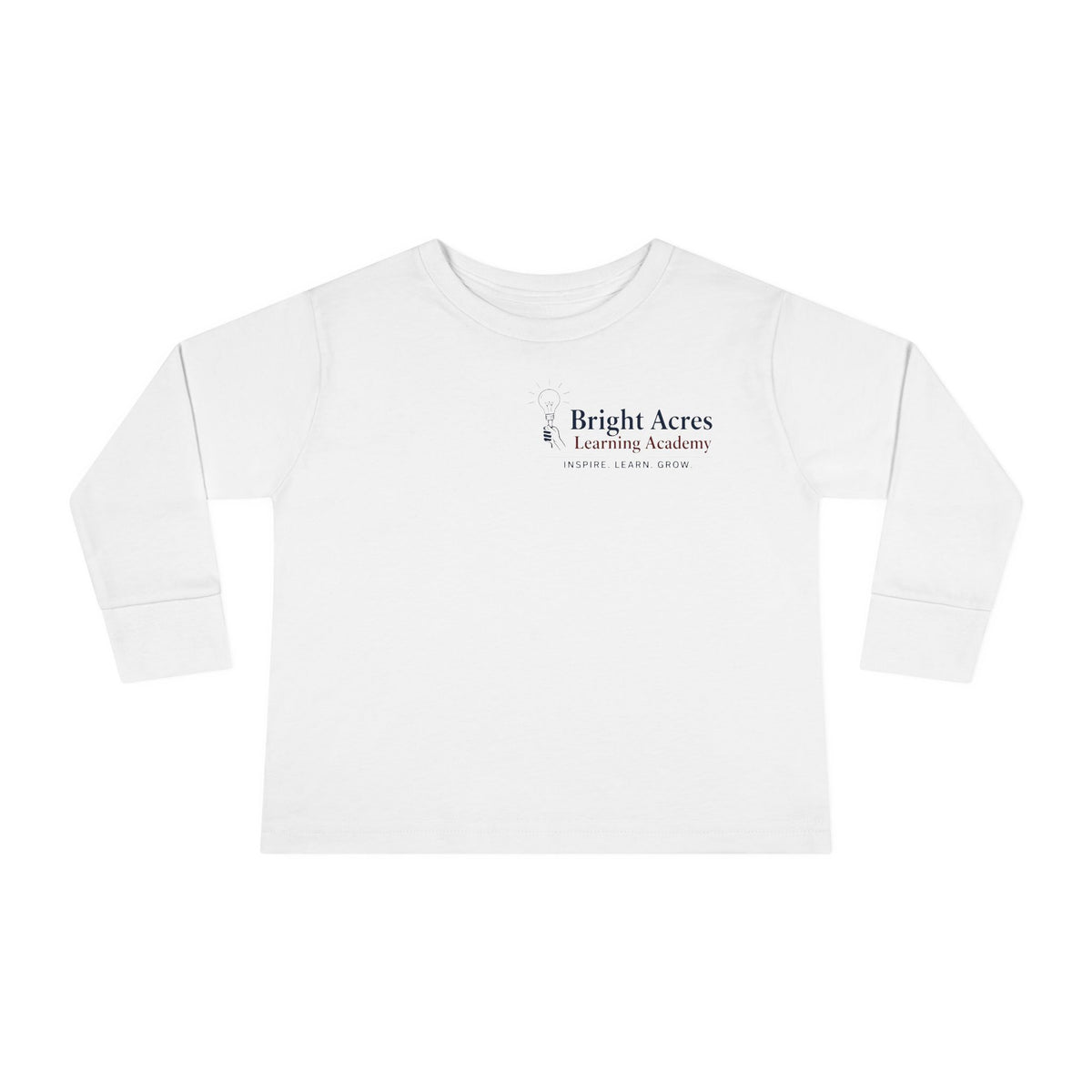 Bright Acres Bright Minds Together Toddler Long Sleeve — White, front