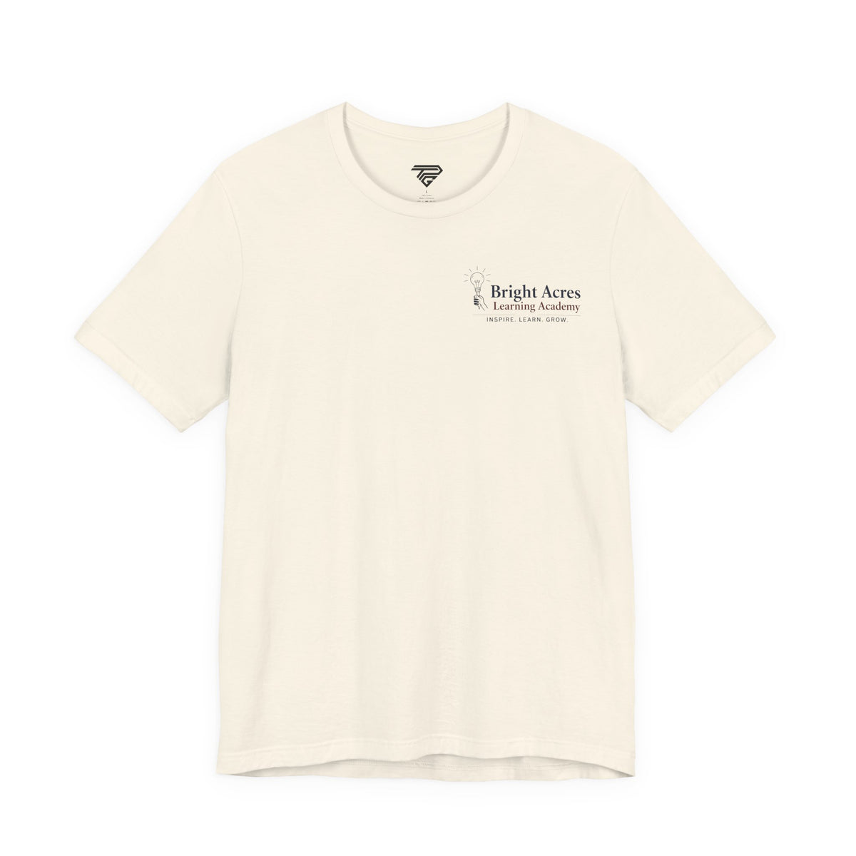 Bright Acres Collegiate Adult Tee — Natural, front