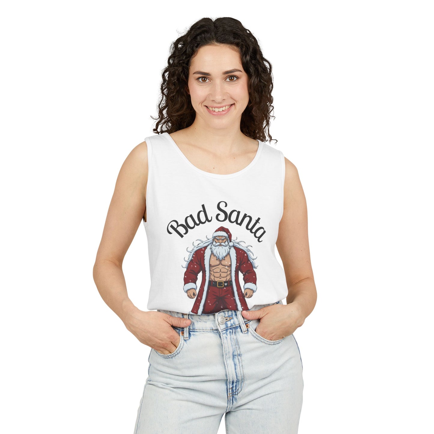 Bad Santa Workout Tank Top — Funny Christmas Gym Tank for Holiday Fitness