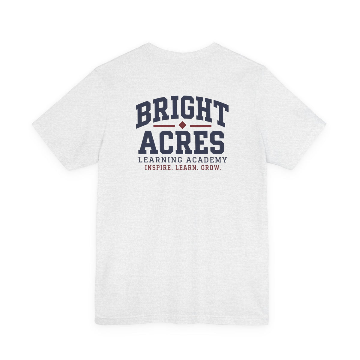 Bright Acres Collegiate Adult Tee — Ash, back