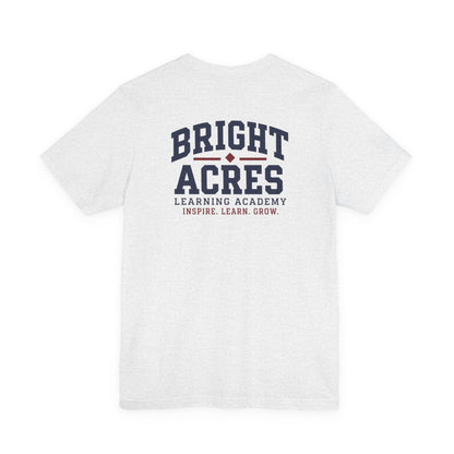 Bright Acres Collegiate Adult Tee — Ash, back