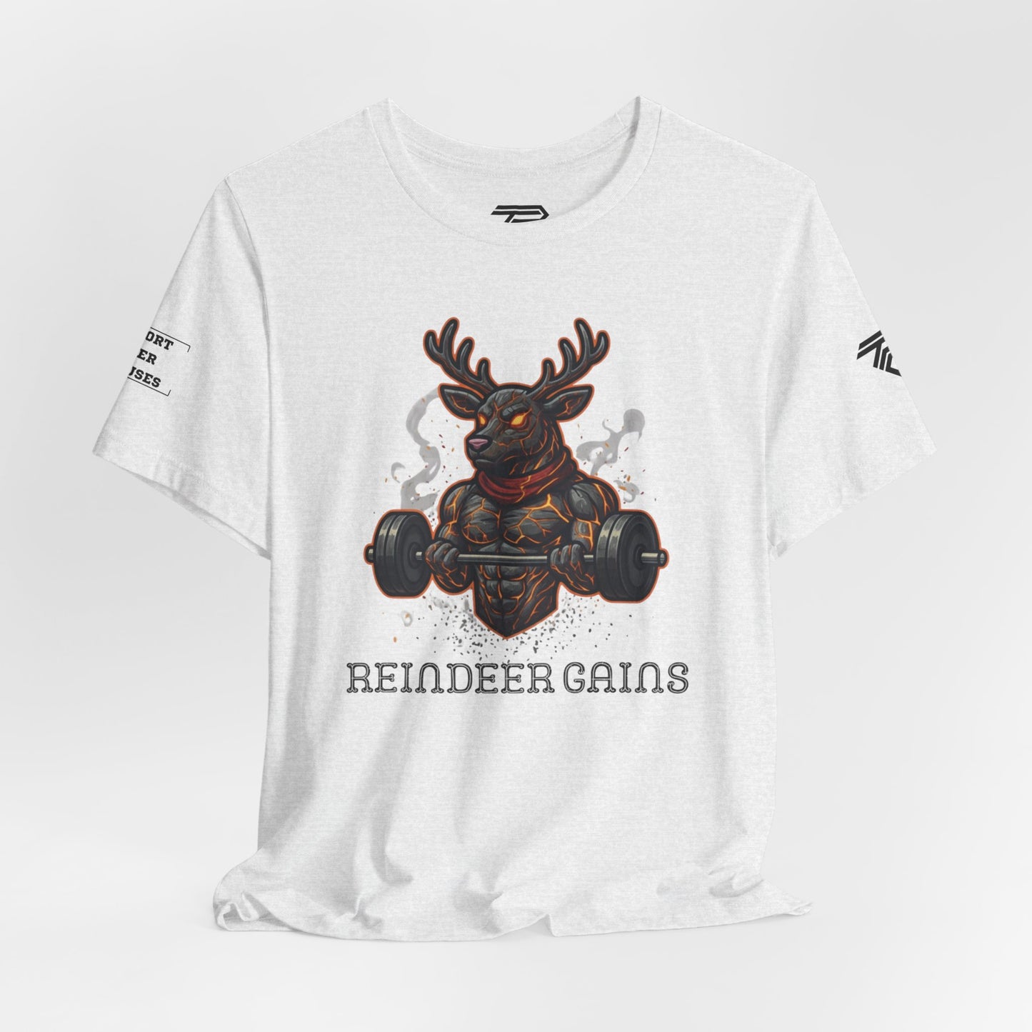 Reindeer Gains Gym T‑Shirt — Funny Christmas Workout Tee