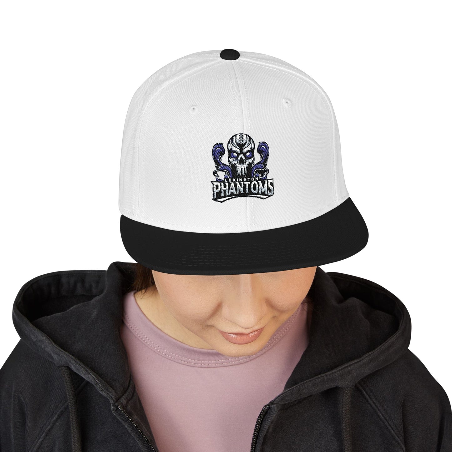 Embroidered Flat Bill Crown Snapback Hat