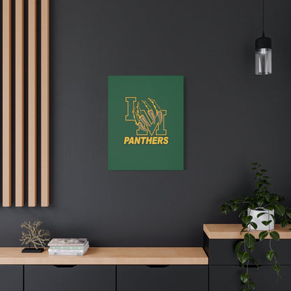 Panthers Logo Matte Stretched Canvas — Green & Gold Game Day Wall Art