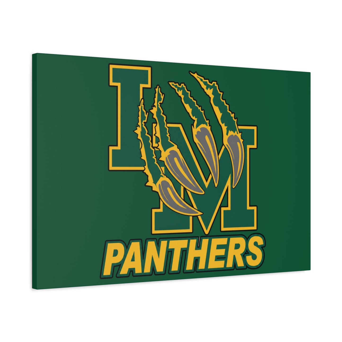 Panthers Logo Matte Stretched Canvas — Green & Gold Game Day Wall Art