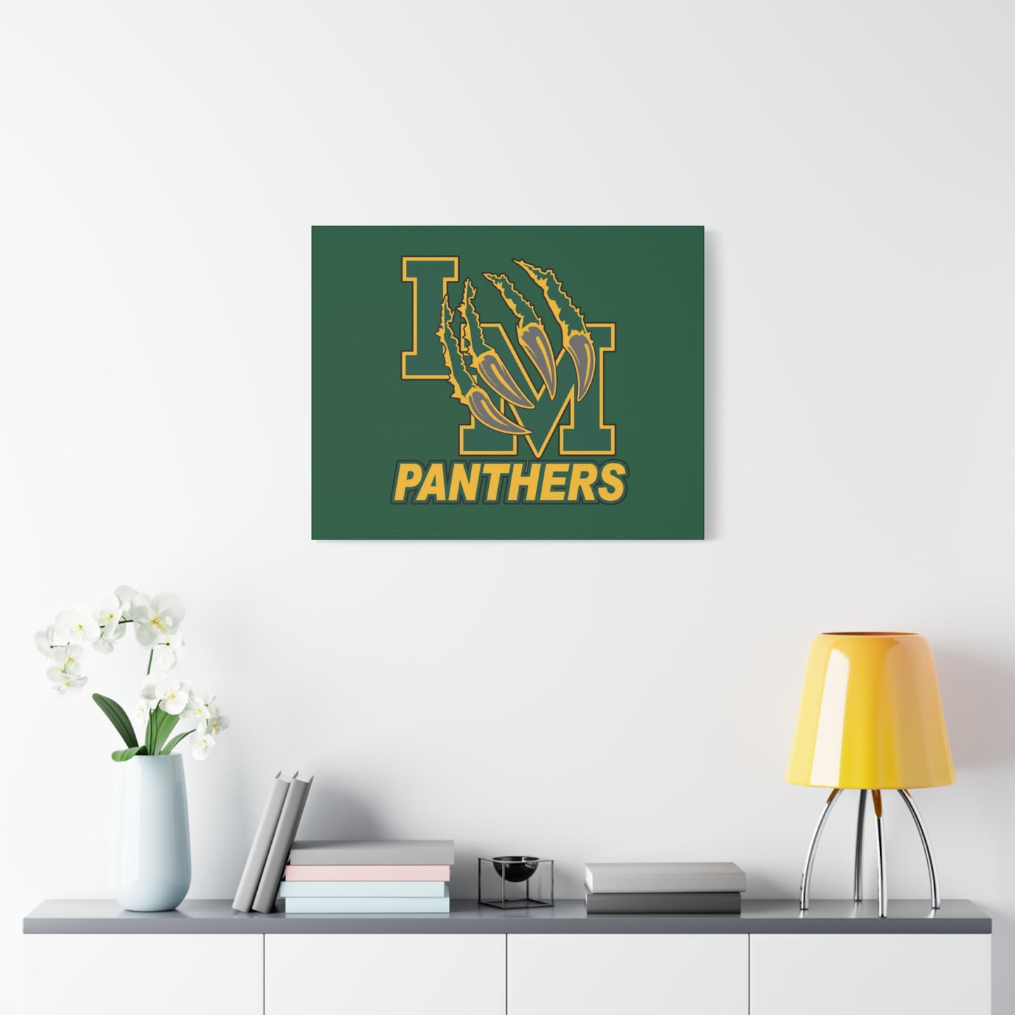 Panthers Logo Matte Stretched Canvas — Green & Gold Game Day Wall Art