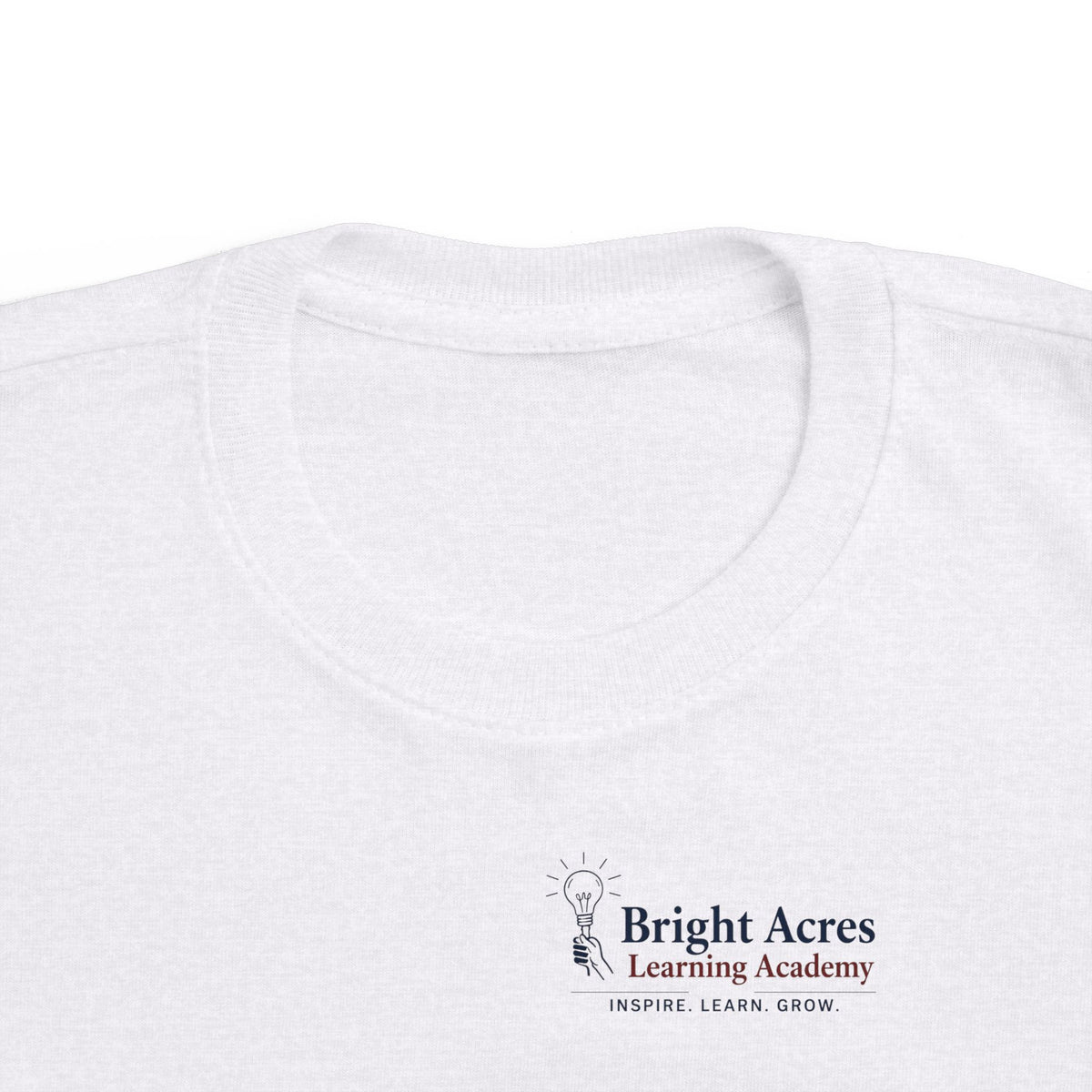 Bright Acres Little Minds Bright Futures Toddler Tee — Ash, chest logo detail