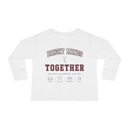 Bright Acres Bright Minds Together Toddler Long Sleeve — White, back