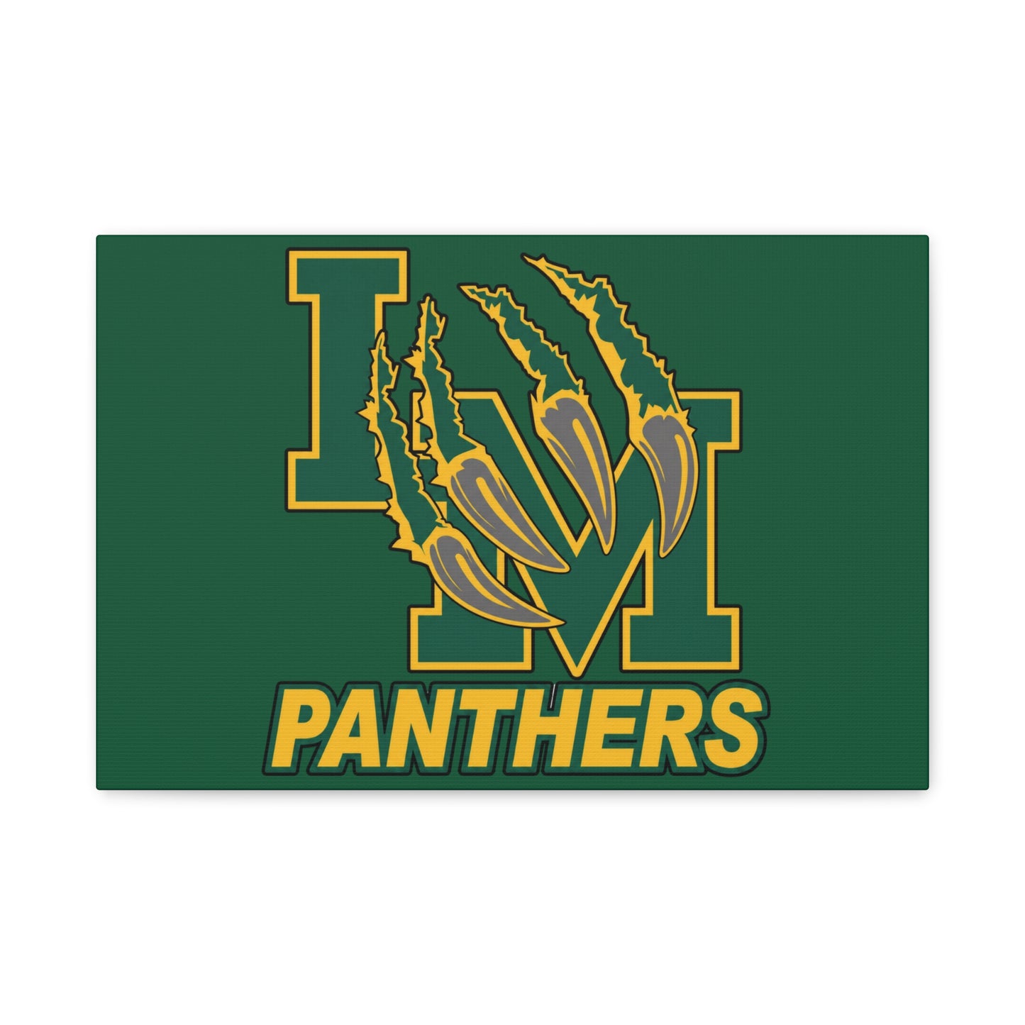Panthers Logo Matte Stretched Canvas — Green & Gold Game Day Wall Art