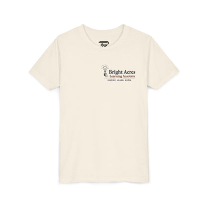 Bright Acres Bright Minds Together Youth Tee — Natural, front hanging