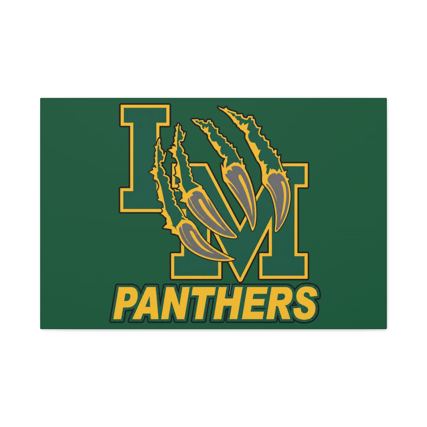 Panthers Logo Matte Stretched Canvas — Green & Gold Game Day Wall Art