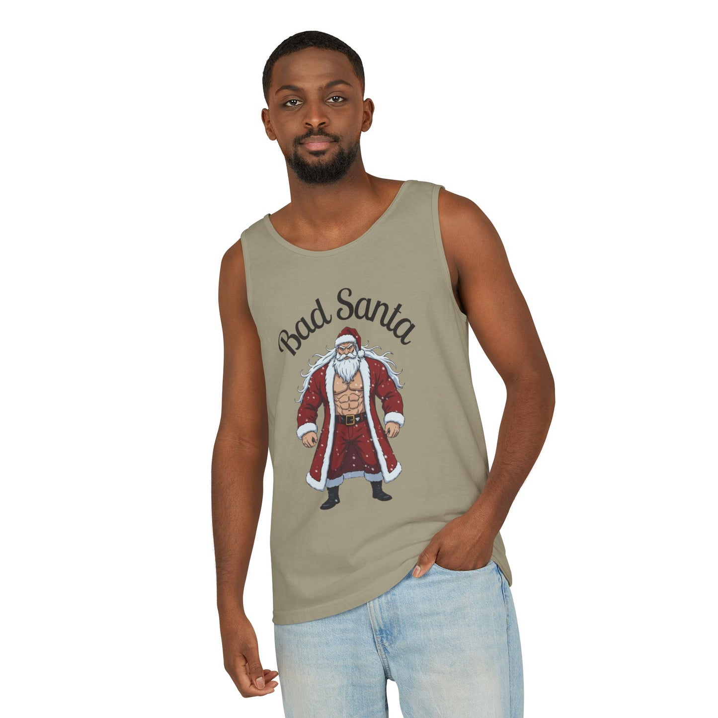Bad Santa Workout Tank Top — Funny Christmas Gym Tank for Holiday Fitness