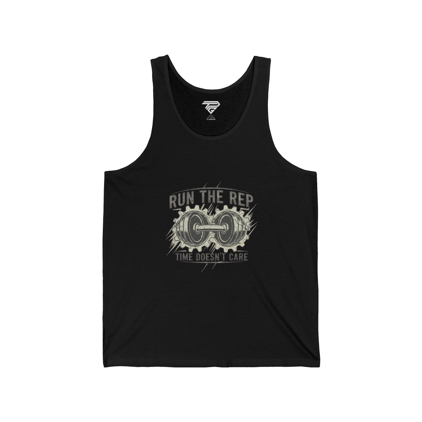 Run the Rep Tank Top — "Run the Rep, Time Doesn't Care" Gym Workout Tank