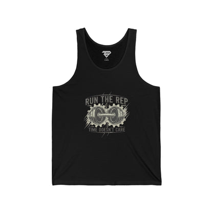 Run the Rep Tank Top — "Run the Rep, Time Doesn't Care" Gym Workout Tank