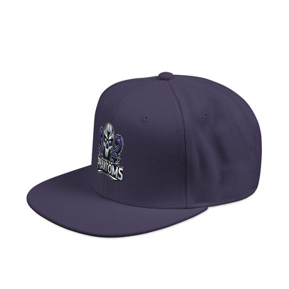 Embroidered Flat Bill Crown Snapback Hat