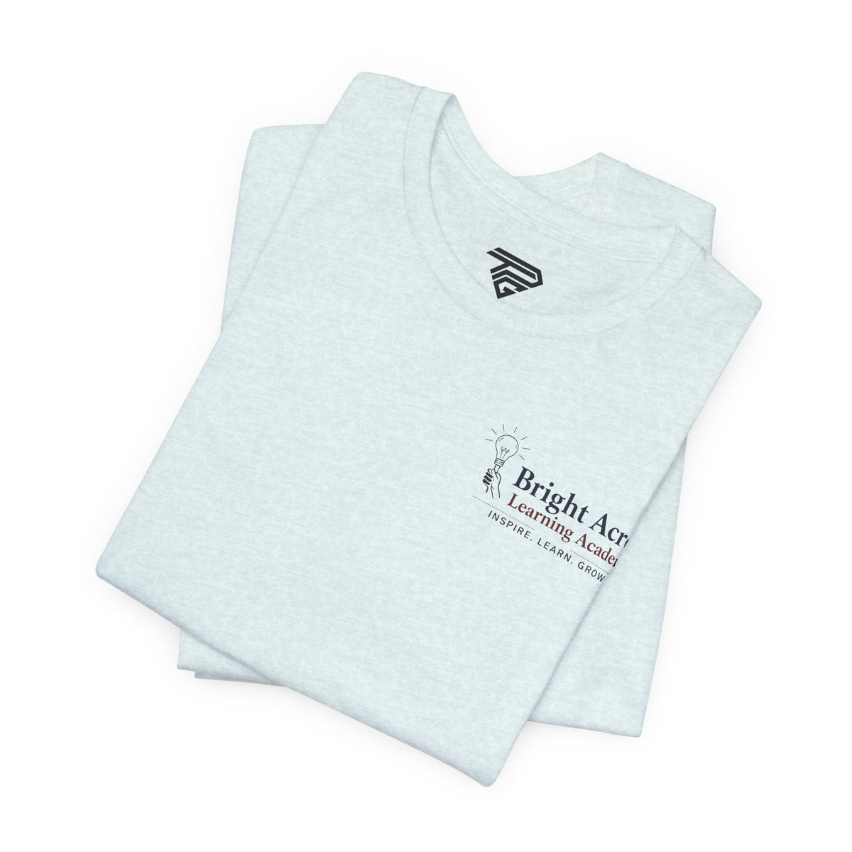 Bright Acres Collegiate Adult Tee — Heather Ice Blue, folded