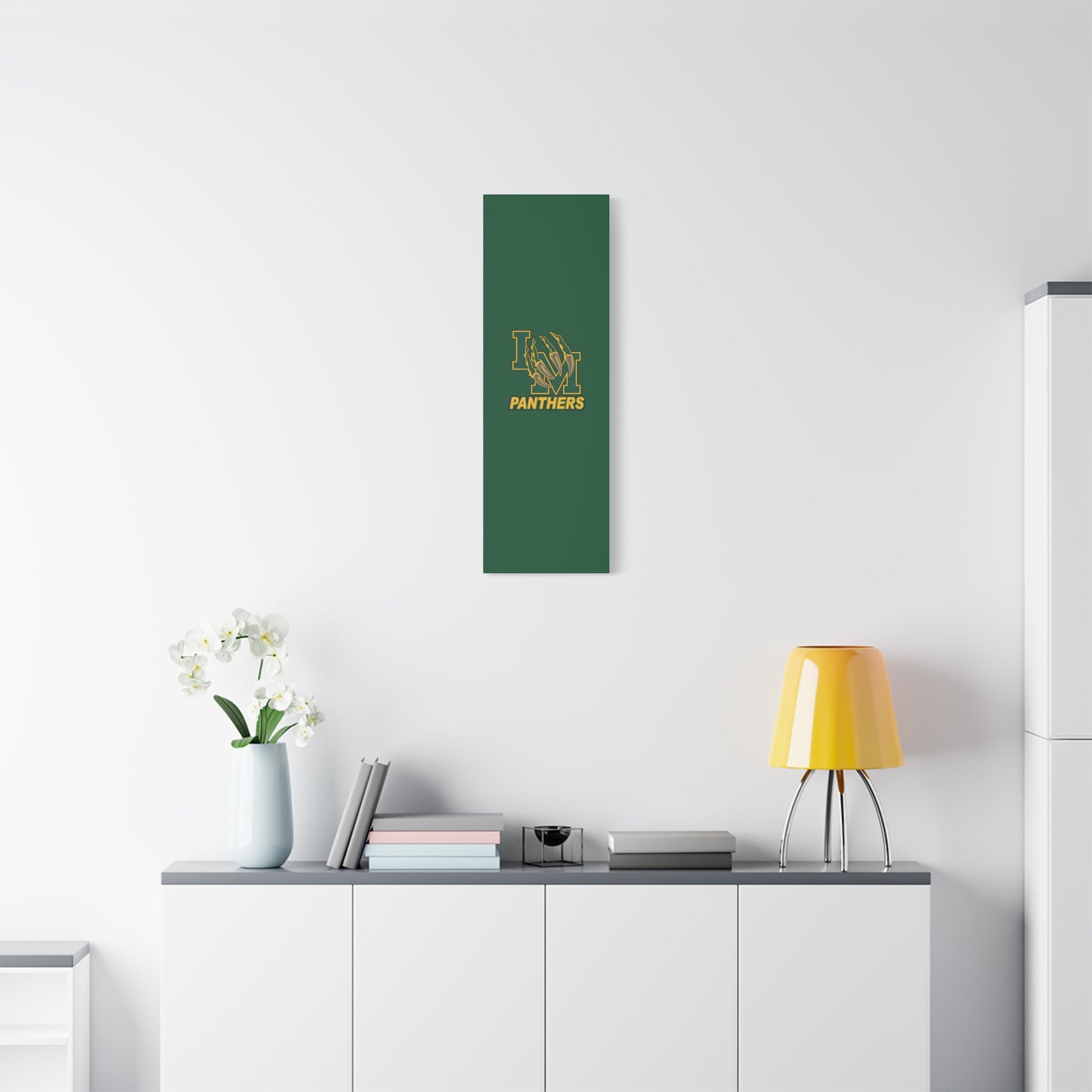 Panthers Logo Matte Stretched Canvas — Green & Gold Game Day Wall Art