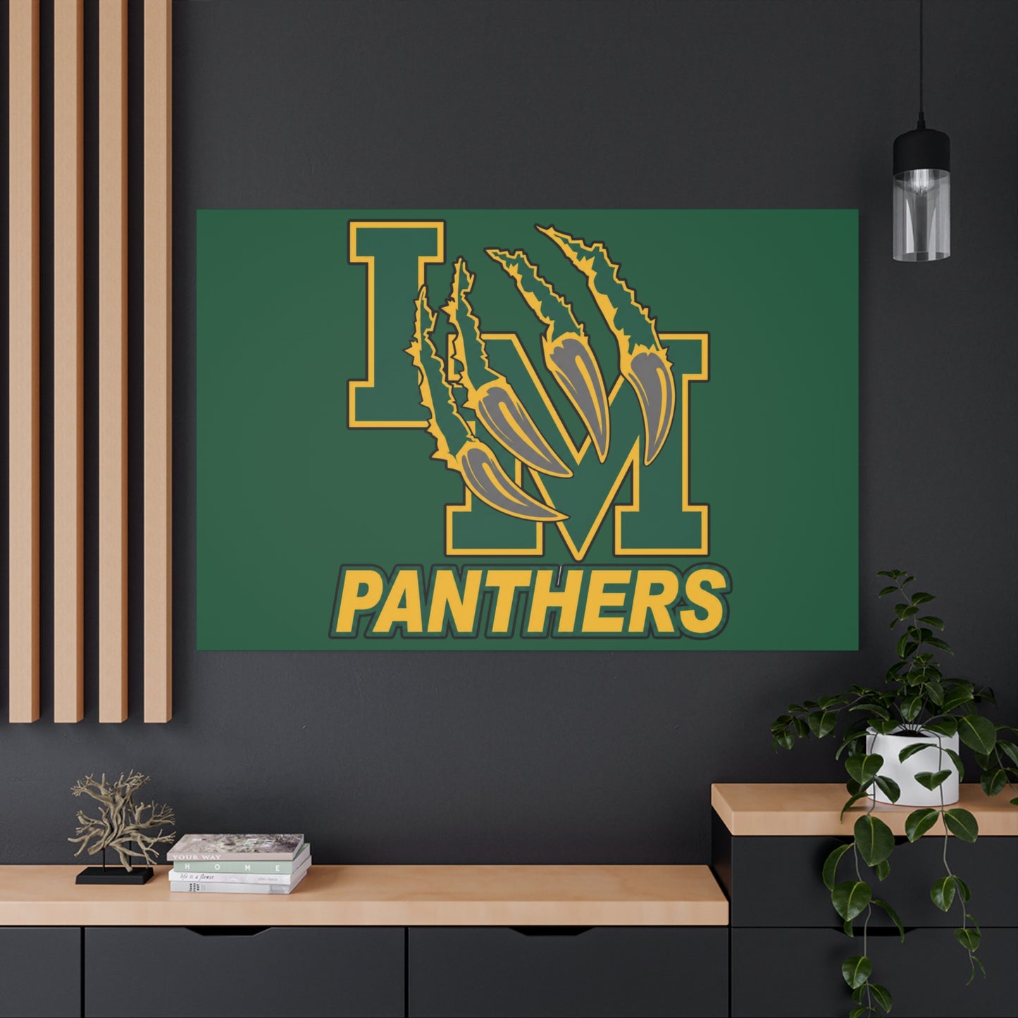 Panthers Logo Matte Stretched Canvas — Green & Gold Game Day Wall Art