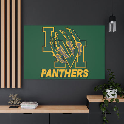 Panthers Logo Matte Stretched Canvas — Green & Gold Game Day Wall Art