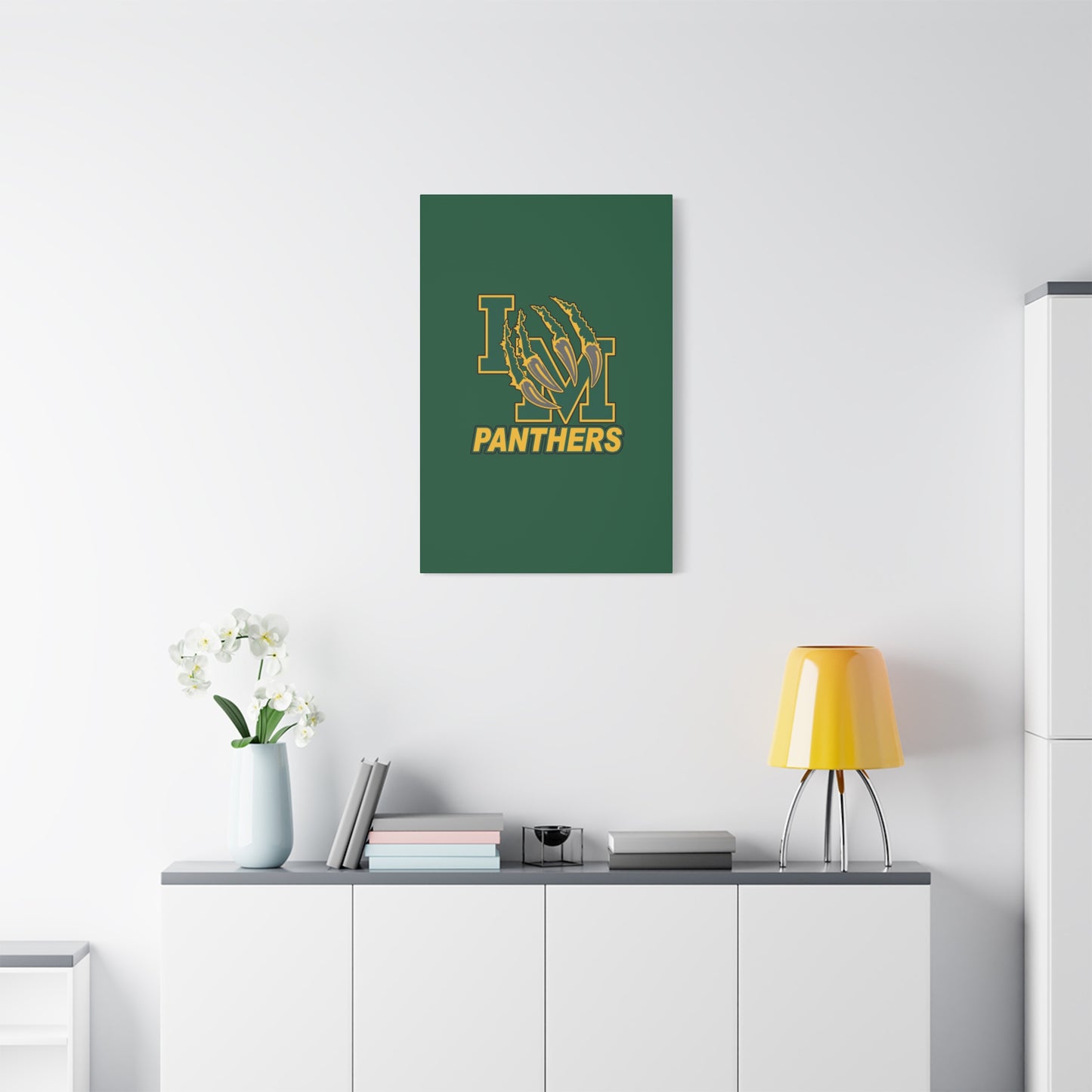 Panthers Logo Matte Stretched Canvas — Green & Gold Game Day Wall Art