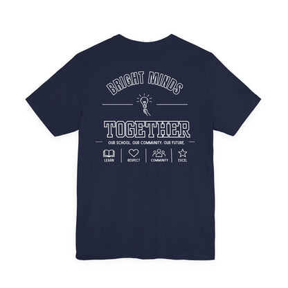 Bright Acres Bright Minds Together Adult Tee — Navy, back