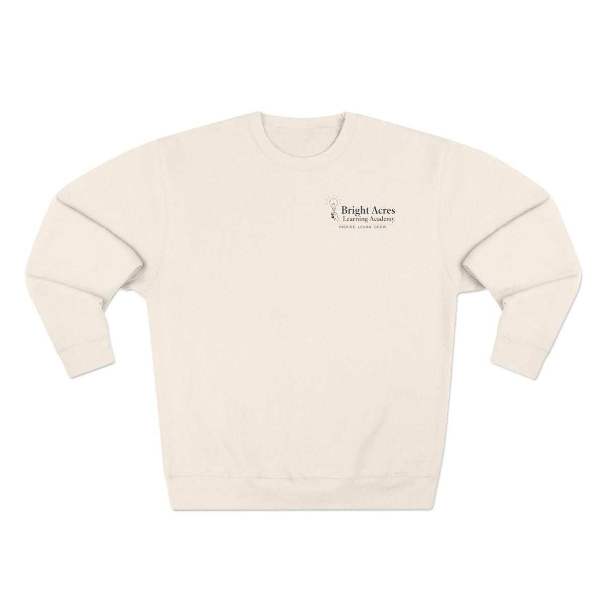 Bright Acres Bright Minds Together Fleece Adult Crewneck — Sandshell, front