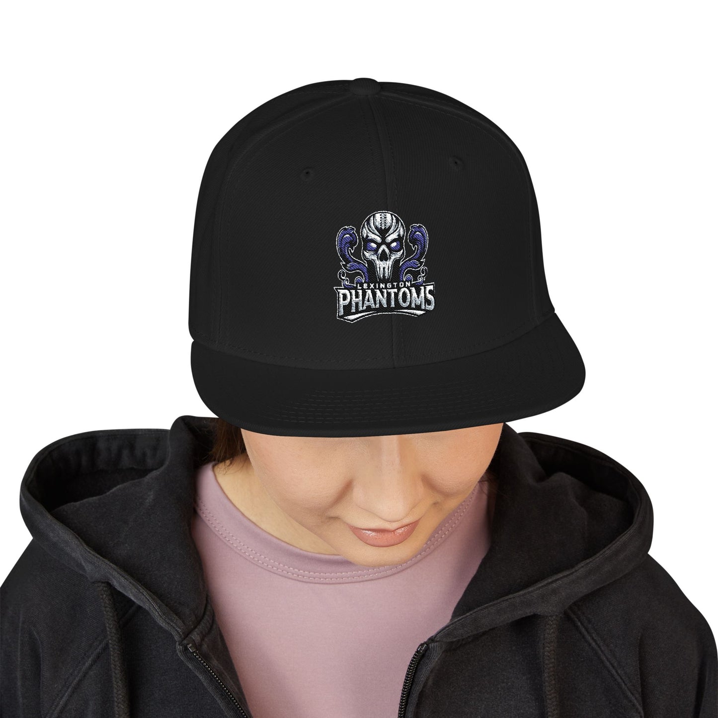 Embroidered Flat Bill Crown Snapback Hat