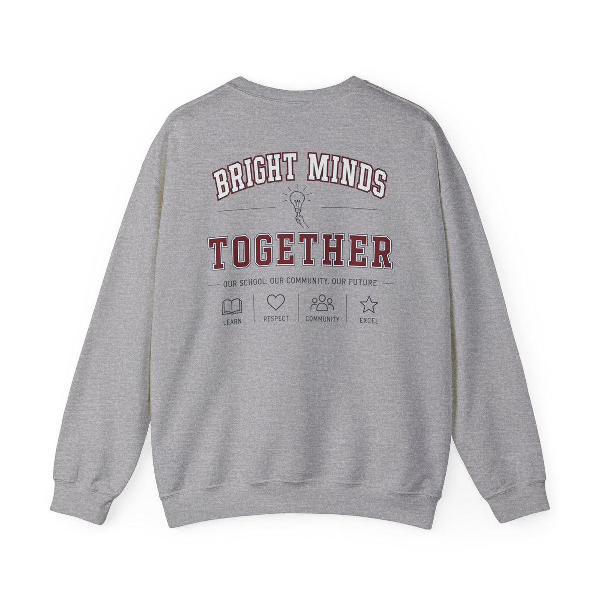 Bright Acres Bright Minds Together Classic Adult Crewneck — Sport Grey, back
