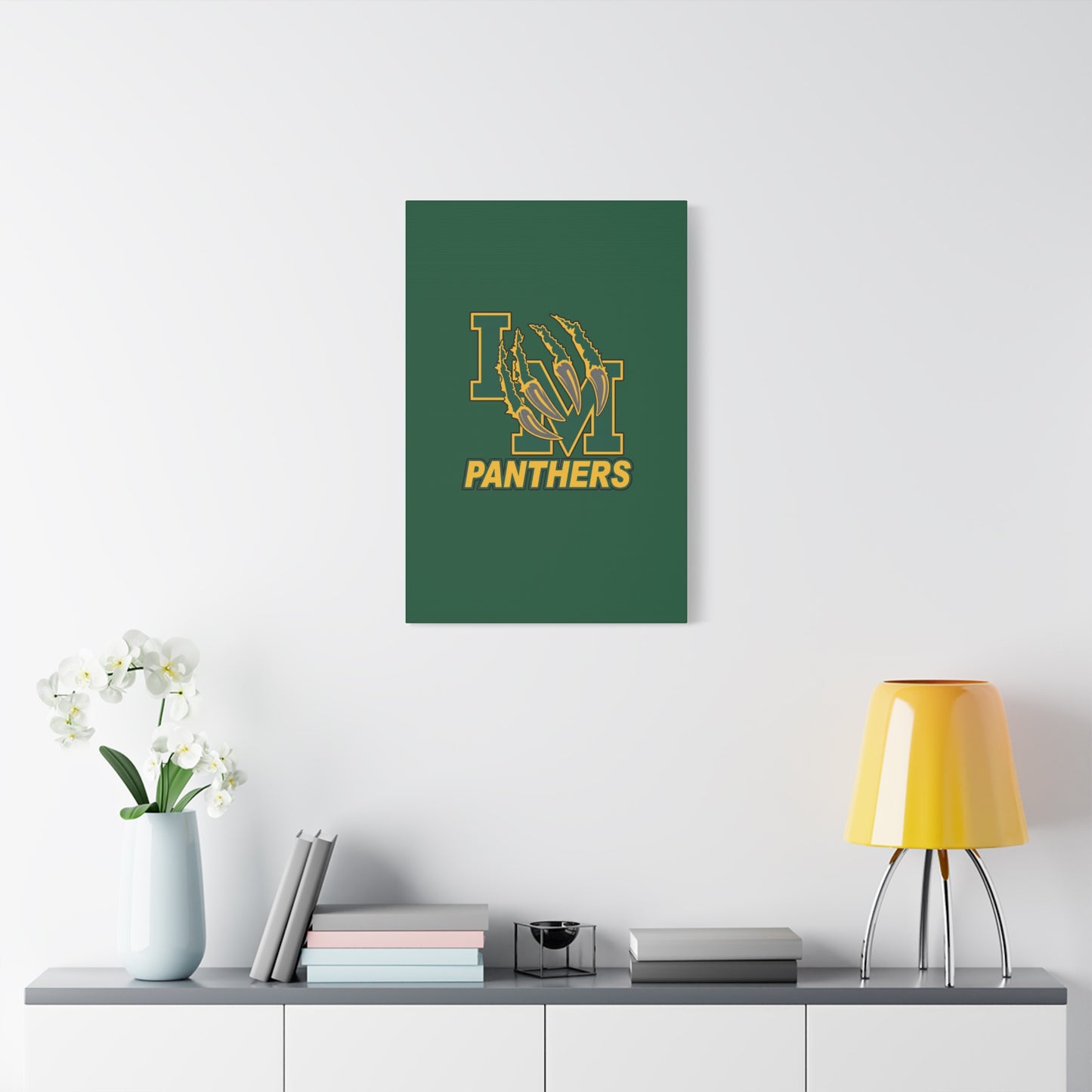 Panthers Logo Matte Stretched Canvas — Green & Gold Game Day Wall Art