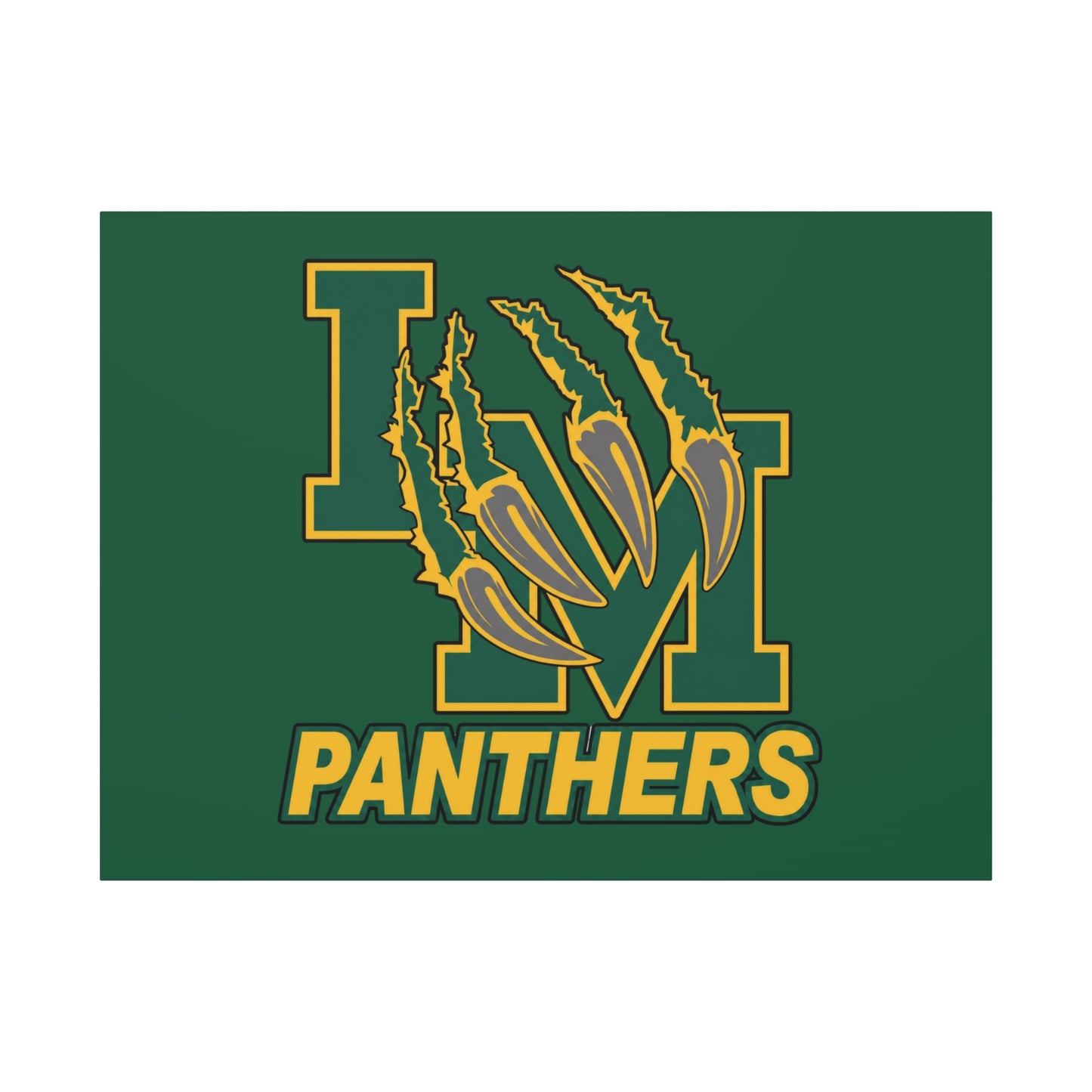 Panthers Logo Matte Stretched Canvas — Green & Gold Game Day Wall Art
