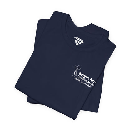 Bright Acres Bright Minds Together Adult Tee — Navy, folded