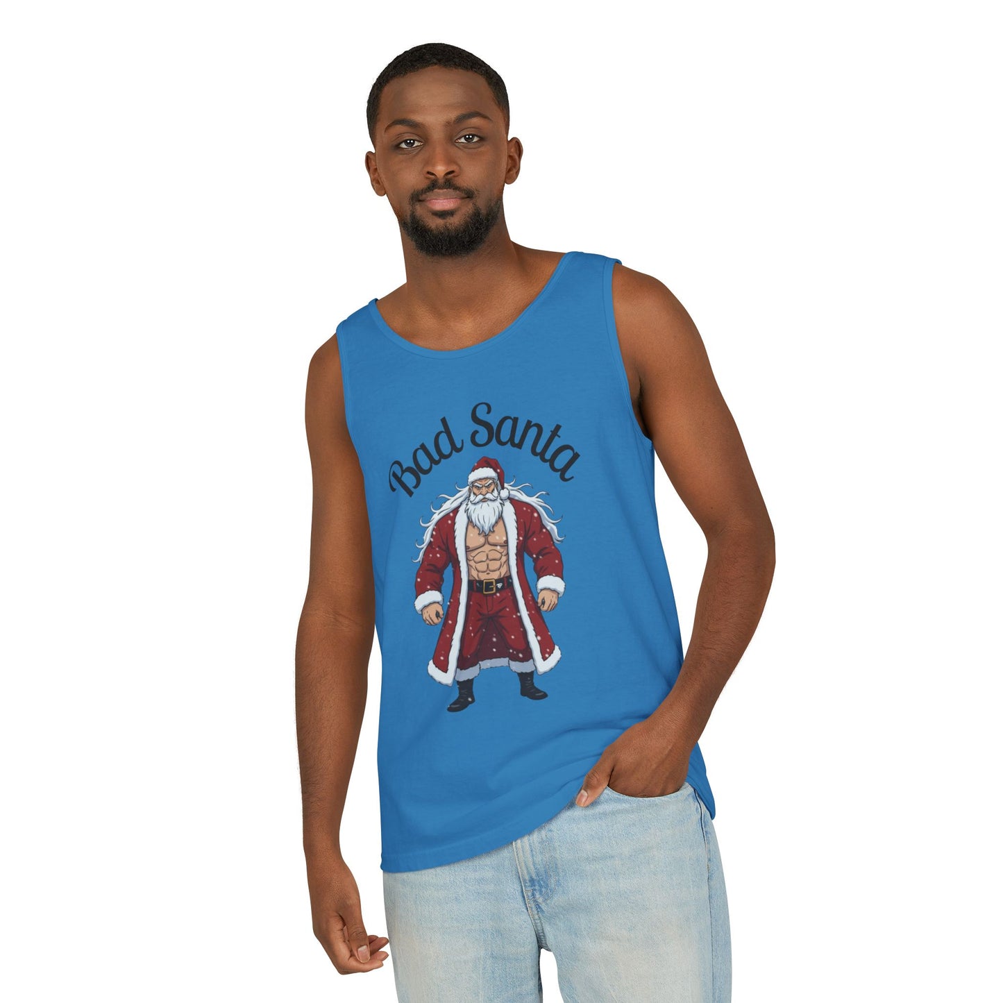 Bad Santa Workout Tank Top — Funny Christmas Gym Tank for Holiday Fitness