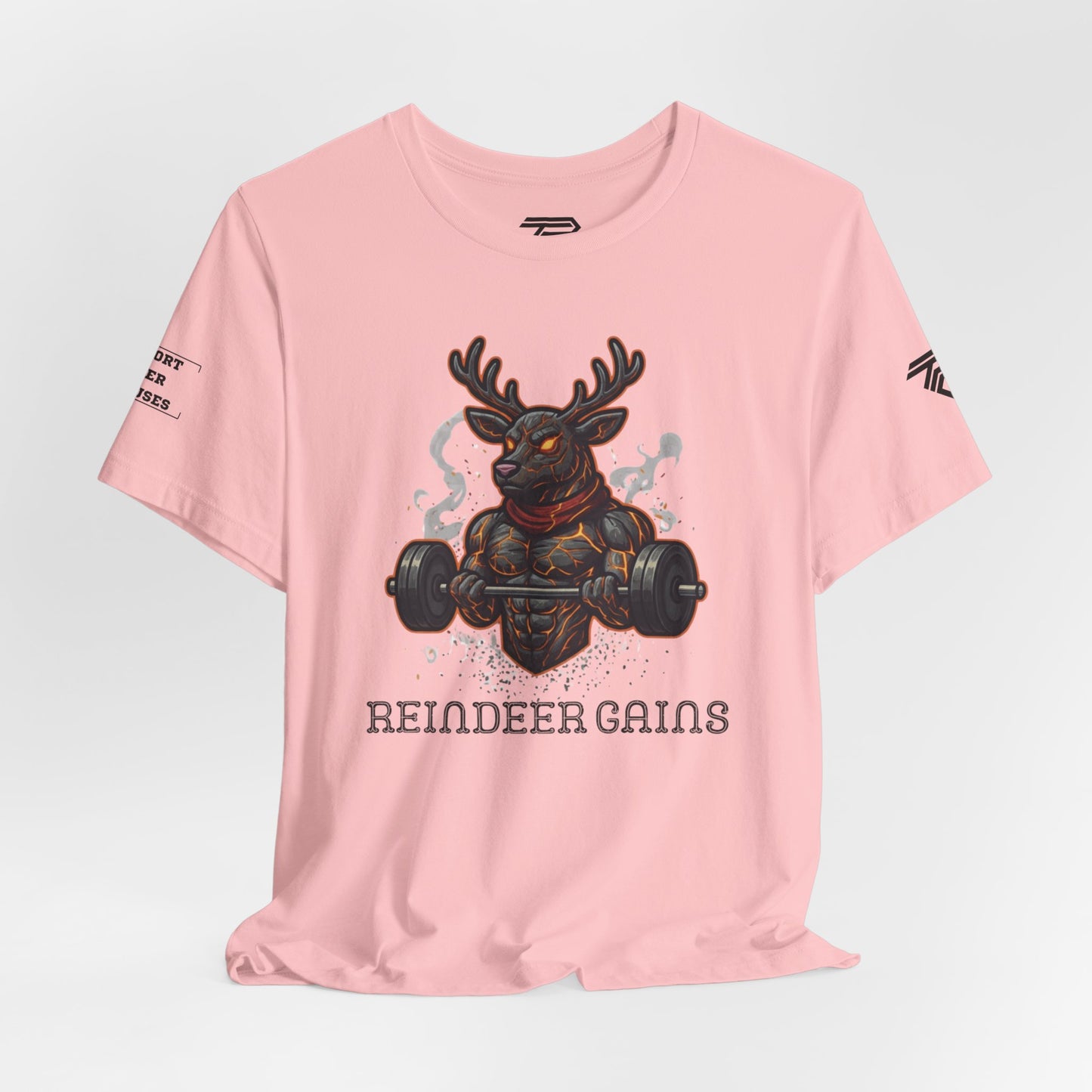 Reindeer Gains Gym T‑Shirt — Funny Christmas Workout Tee