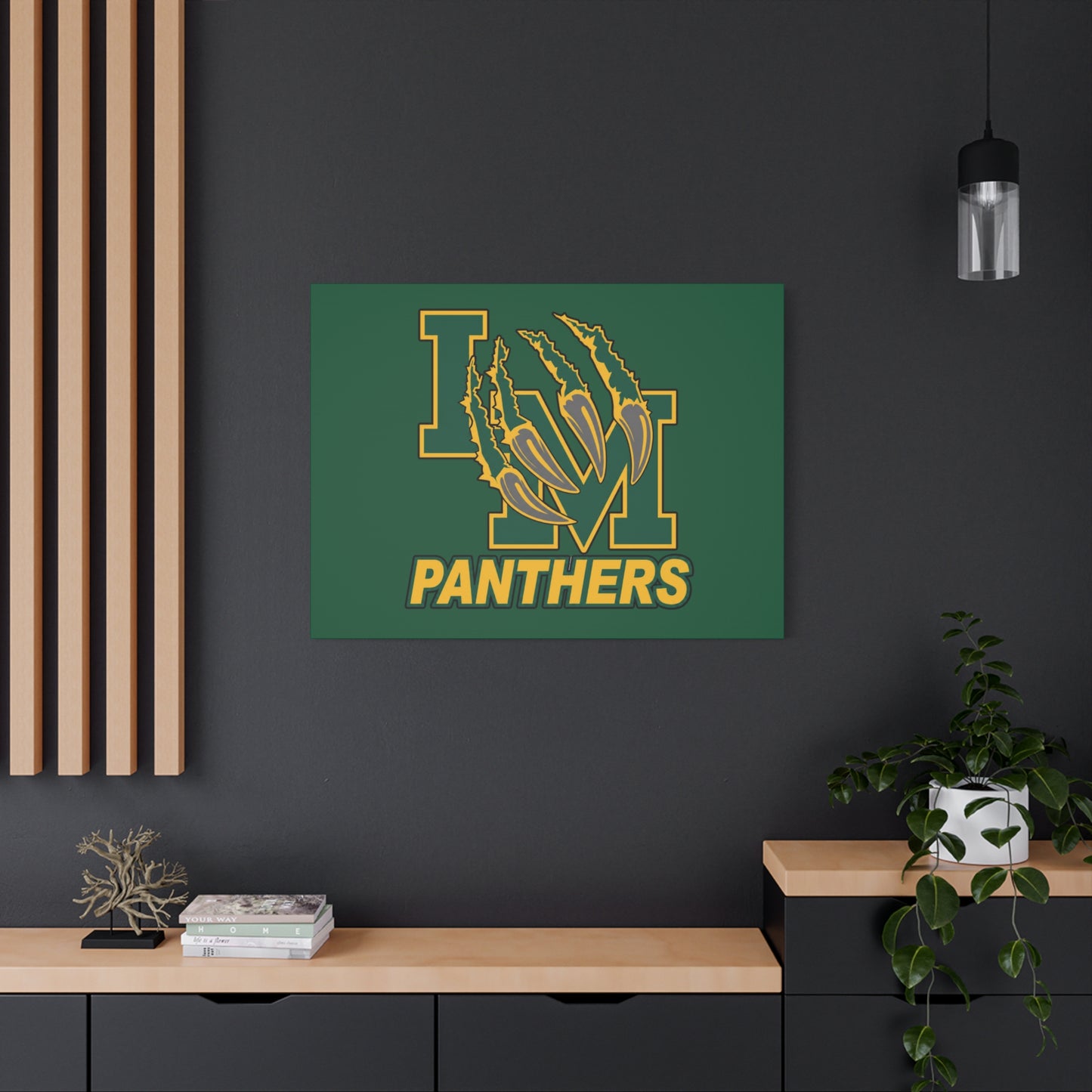 Panthers Logo Matte Stretched Canvas — Green & Gold Game Day Wall Art