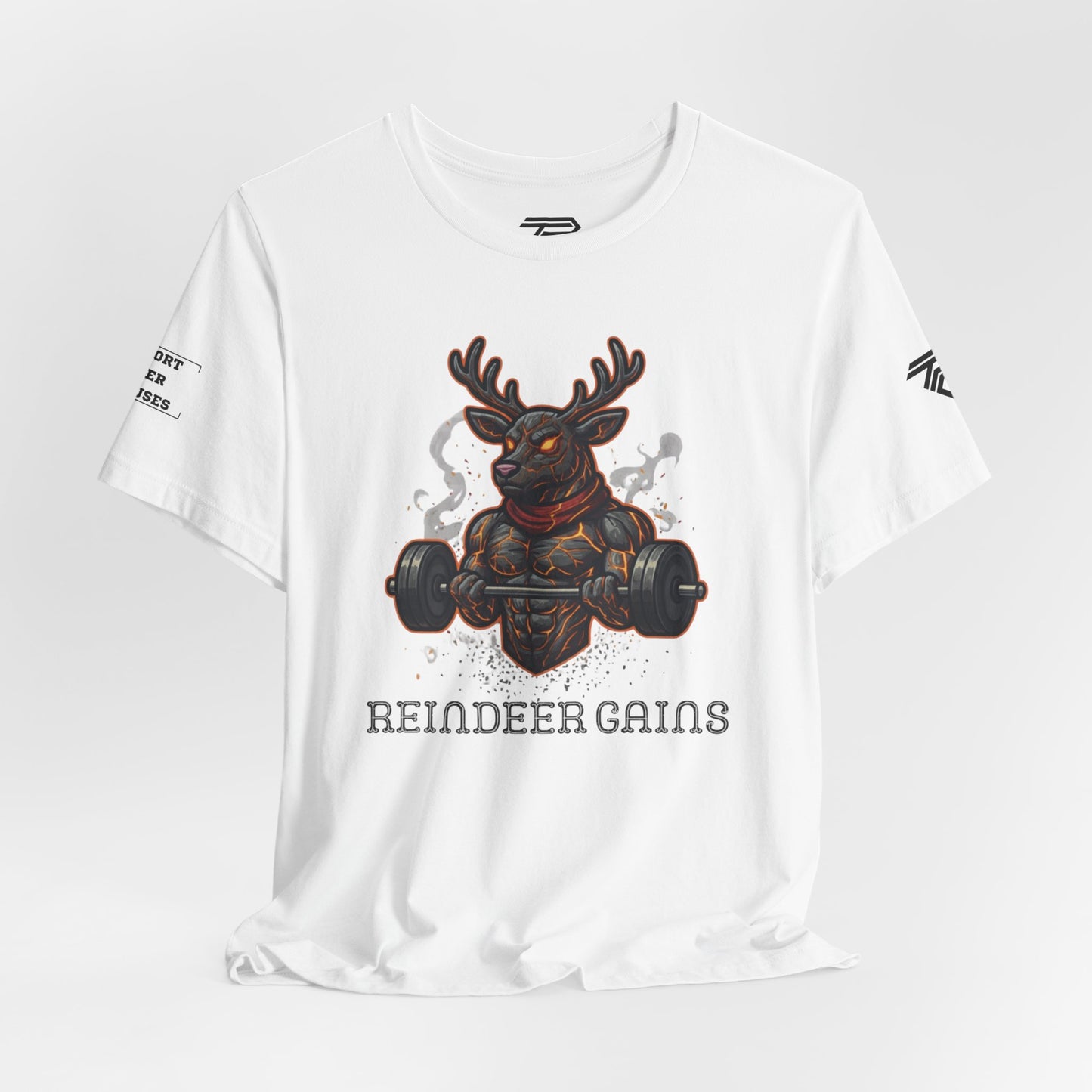 Reindeer Gains Gym T‑Shirt — Funny Christmas Workout Tee