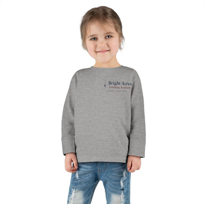 Bright Acres Bright Minds Together Toddler Long Sleeve — Heather, front on model