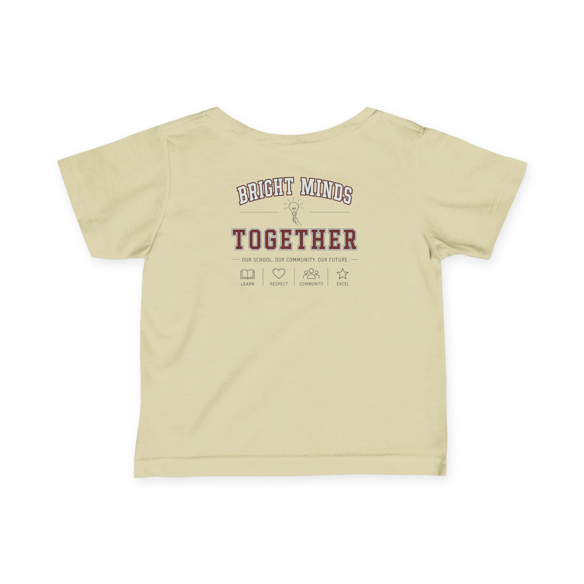 Bright Acres Bright Minds Together Infant Tee — Natural, back
