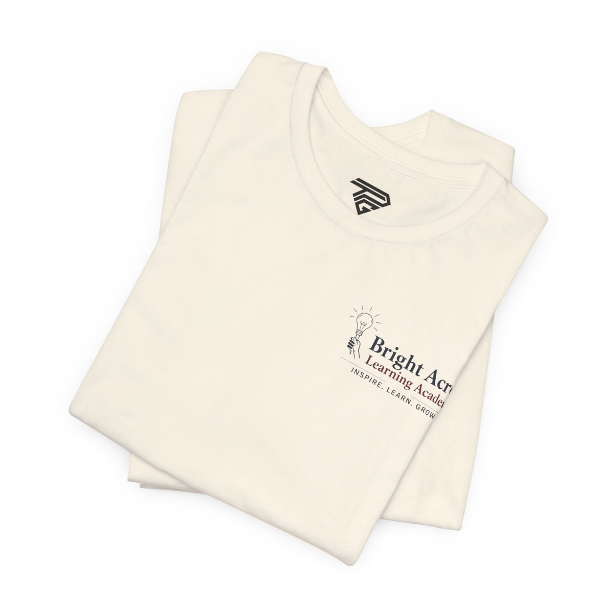 Bright Acres Collegiate Adult Tee — Natural, folded