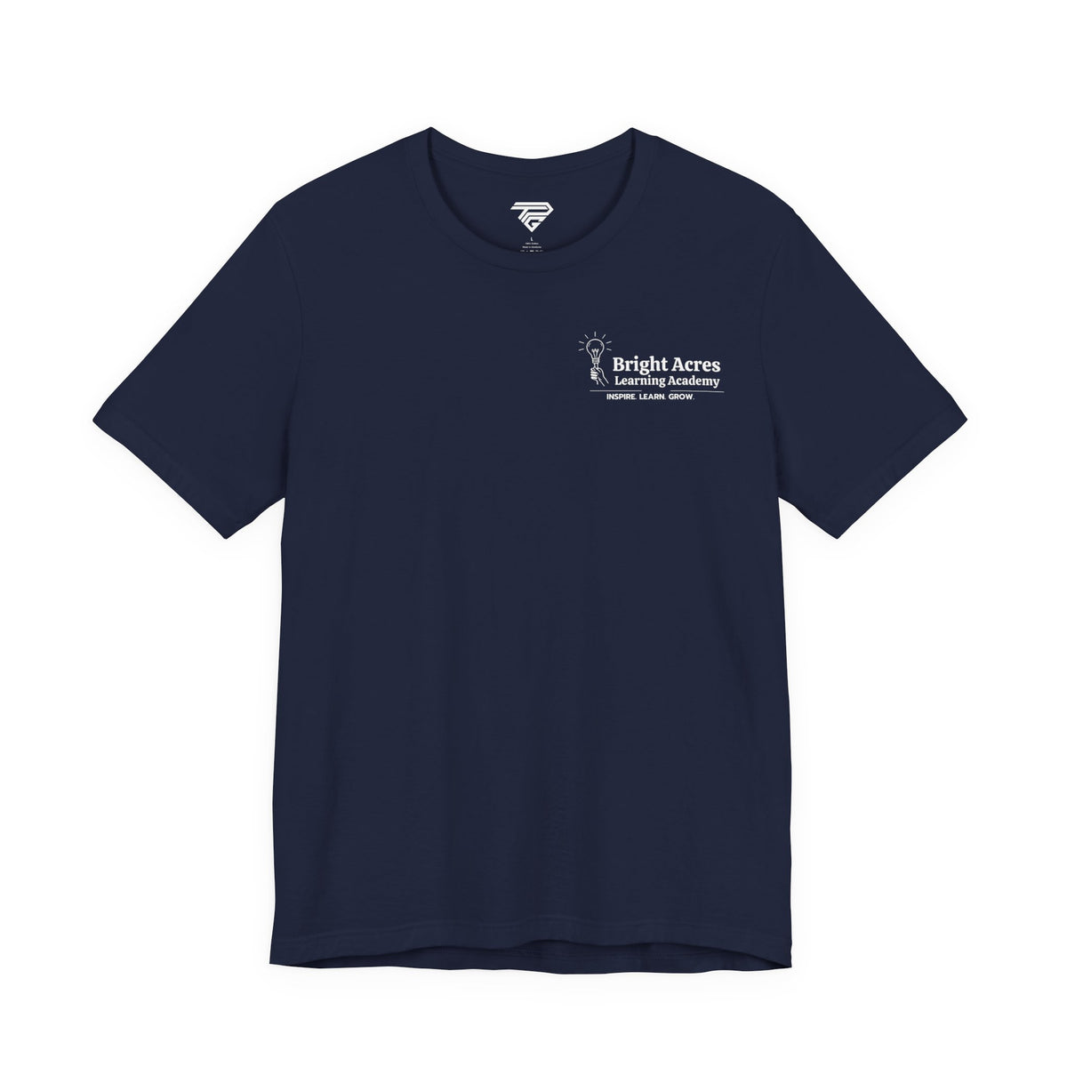 Bright Acres Bright Minds Together Adult Tee — Navy, front