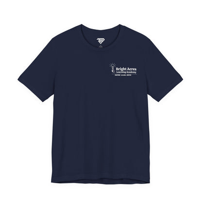 Bright Acres Bright Minds Together Adult Tee — Navy, front