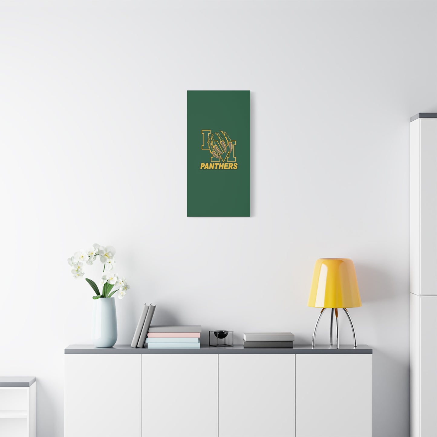 Panthers Logo Matte Stretched Canvas — Green & Gold Game Day Wall Art