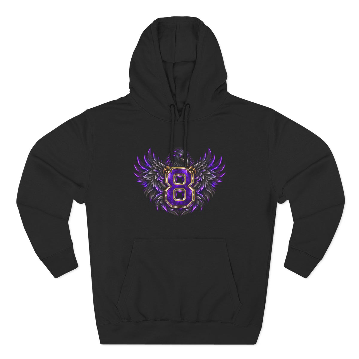 Purple Winged Number 8 Fleece Hoodie