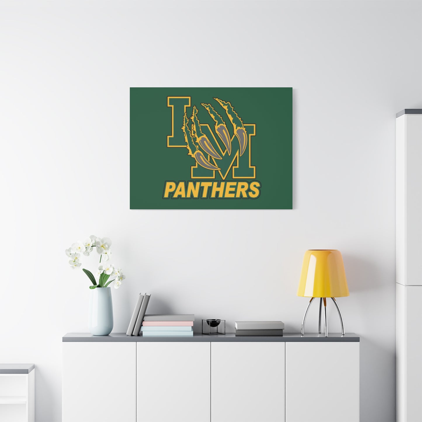 Panthers Logo Matte Stretched Canvas — Green & Gold Game Day Wall Art