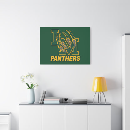 Panthers Logo Matte Stretched Canvas — Green & Gold Game Day Wall Art