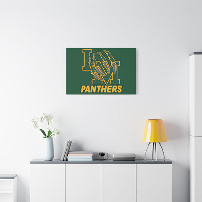 Panthers Logo Matte Stretched Canvas — Green & Gold Game Day Wall Art